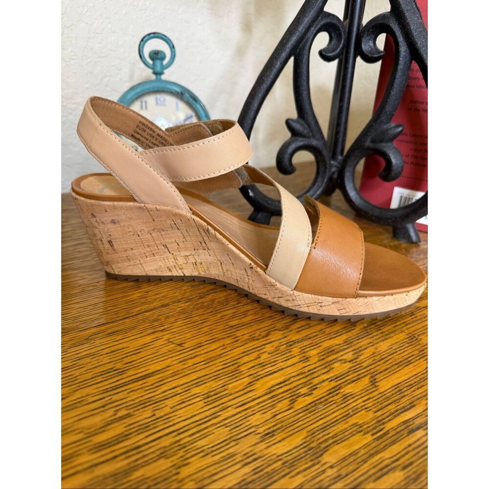 NEW Aetrex Madelyn Quarter Strap Wedge Sandal in Ginger Multi Leather Summer - Picture 4 of 11